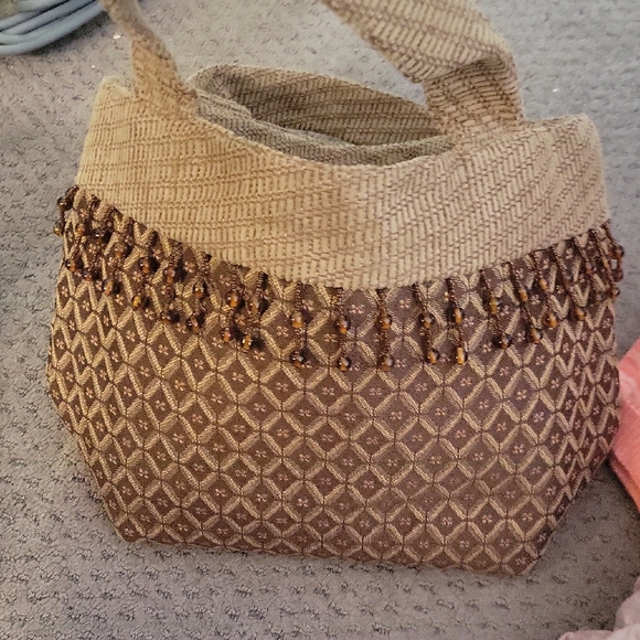 Handbags - Elegant Beaded Boho Handbag- Brown & Tan- Excellent Shape!